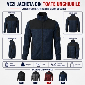 Geacă Bărbați tip Jachetă Softshell cu Fleece, Modernă și Confortabilă – Casual 550 - Img 7