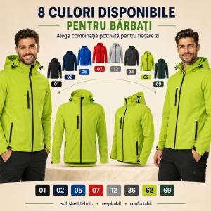 Geacă Bărbați tip Jachetă Softshell cu Glugă Detașabilă, Impermeabilă și Elastică – Performance 522 - Img 9