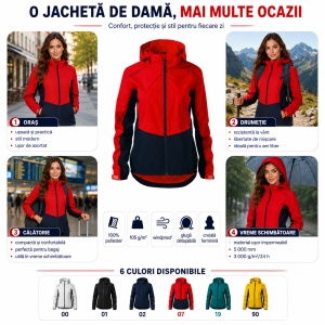 Geacă Damă tip Jachetă Impermeabilă cu Glugă Detașabilă, Ușoară și Windproof – Rainbow 539 - Img 6