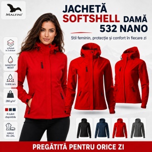Geacă Damă tip Jachetă Softshell cu Glugă, Impermeabilă și Elastică – Nano 532 - Img 9