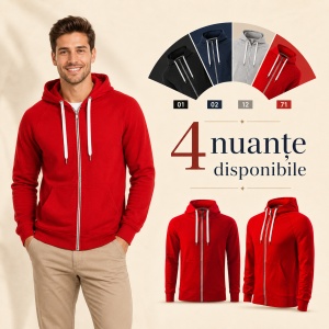 Hanorac bărbătesc cu fermoar 452 Voyage, 100% bumbac, 320 g/m², glugă cu șnur, buzunar marsupiu, 4 culori, mărimi S–3XL - Img 10