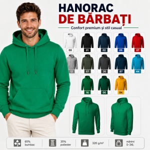 Hanorac Bărbați F13 Cape Free cu Glugă, 65% Bumbac, 320 g/m², 13 Culori, S–3XL