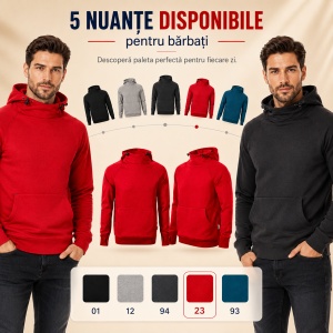 Hanorac Bărbați Vertex Hoodie W43, Glugă Reglabilă, 300 g/m², 5 Culori, S–4XL