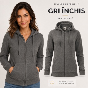 Hanorac Damă cu Fermoar și Glugă Malfini 411 Trendy Zipper – 300 g/m² - Img 17
