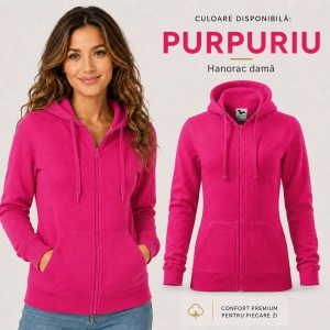 Hanorac Damă cu Fermoar și Glugă Malfini 411 Trendy Zipper – 300 g/m² - Img 26