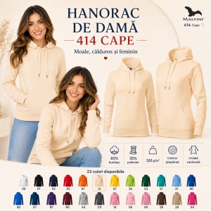 Hanorac Damă cu Glugă și Buzunar Tip Marsupiu Malfini 414 Cape – 320 g/m² - Img 10