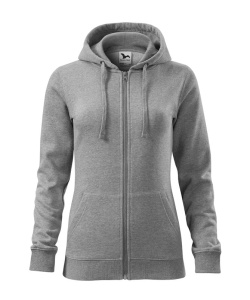 Hanorac dama tip bluza cu fermoar si 2 buzunare de culoare gri gheata