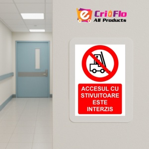 Indicator Accesul cu stivuitoare este interzis indicator de interzicere, Sticker autocolant - Img 5