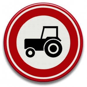 Indicator Accesul interzis tractoarelor si masinilor autopropulsate pentru lucrari, Sticker autocolant