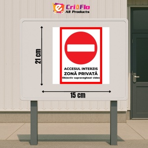 Indicator Accesul interzis zona privata obiectiv supravegheat video, Sticker autocolant - Img 2