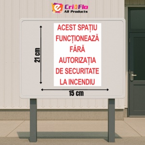 Indicator Acest spatiu functioneaza fara autorizatia de securitate la incendiu, Sticker autocolant - Img 2