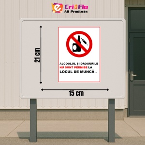 Indicator Alcoolul si drogurile nu sunt permise la locul de munca, Sticker autocolant - Img 2