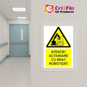 Indicator Atentie actionare cu brat robotizat indicator de avertizare, Sticker autocolant - Img 5