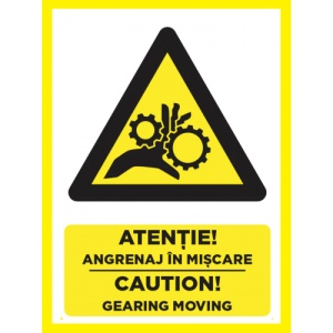 Indicator Atentie angrenaj in miscare caution gearing moving, Sticker autocolant