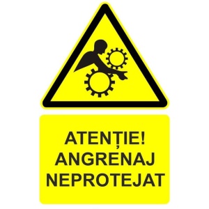Indicator Atentie angrenaj neprotejat indicator de avertizare, Sticker autocolant - Img 1