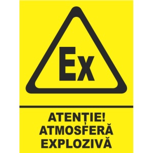 Indicator Atentie atmosfera exploziva, Sticker autocolant