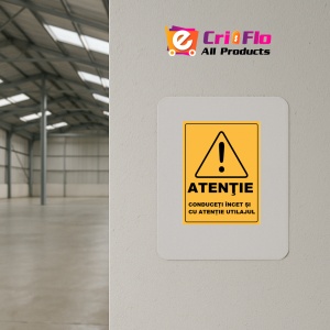 Indicator Atentie conduceti cu incet si cu atentie utilajul, Sticker autocolant - Img 4