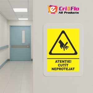 Indicator Atentie cutit neprotejat, Sticker autocolant - Img 5