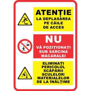 Indicator Atentie la deplasarea pe caile de acces, Sticker autocolant
