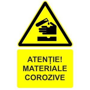 Indicator Atentie materiale corozive indicator de avertizare, Sticker autocolant