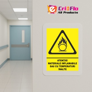 Indicator Atentie materiale inflamabile sau cu temperaturi inalte, Sticker autocolant - Img 5