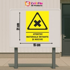 Indicator Atentie materiale iritate si nocive, Sticker autocolant - Img 2