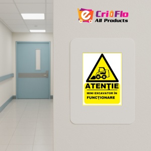 Indicator Atentie mini excavator in functionare, Sticker autocolant - Img 5