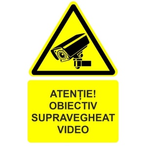 Indicator Atentie obiectiv supravegheat video indicator de avertizare, Sticker autocolant - Img 1