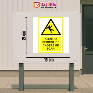 Indicator Atentie pericol de cadere de pe scari, Sticker autocolant - Img 2
