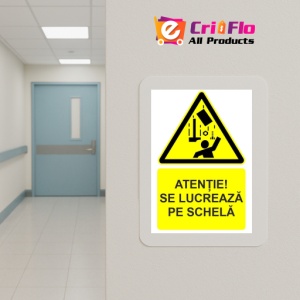 Indicator Atentie se lucreaza pe schela indicator de avertizare, Sticker autocolant - Img 5