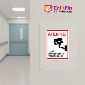 Indicator Atentie zona monitorizata video, Sticker autocolant - Img 5