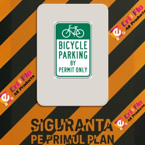 Indicator Bicycle Parking By Permit Only Sign, Sticker autocolant - Img 3