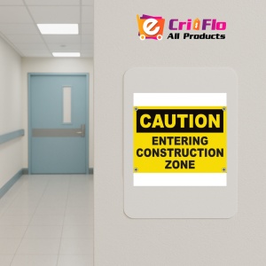 Indicator Caution Entering Construction Zone Sign, Sticker autocolant - Img 5