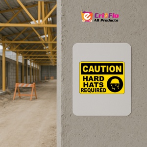 Indicator Caution Hard Hats Required Sign, Sticker autocolant - Img 5