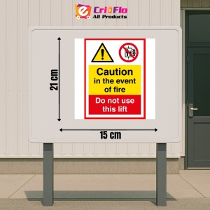 Indicator Caution in the event of fire do not use this lift signs, Sticker autocolant - Img 2