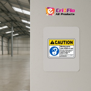 Indicator Caution Moving Parts Can Crush Sign, Sticker autocolant - Img 3
