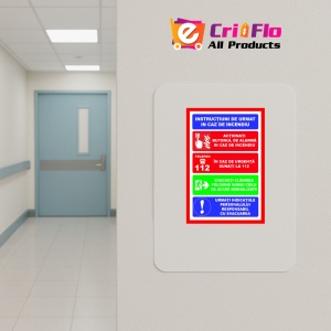 Indicator Cu instructiuni de urmat in caz de incendiu, Sticker autocolant - Img 5