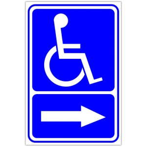 Indicator Cu sageata pentru persoane cu dizabilitati, Sticker autocolant