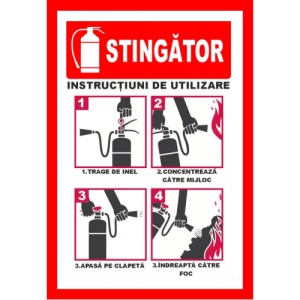 Indicator Cum sa folosesti stingatorul, Sticker autocolant