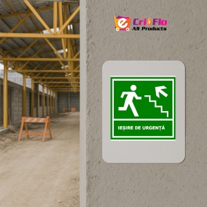 Indicator De iesire de urgenta scari cu sageata in dreapta sus, Sticker autocolant - Img 5