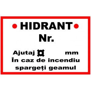 Indicator De semnalizare hidrant cu numar, Sticker autocolant