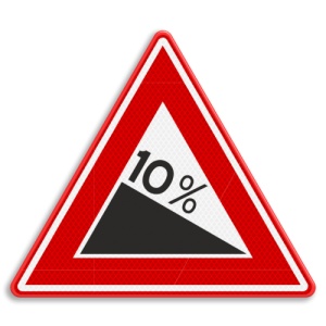 Indicator Deal abrupt in jos, Sticker autocolant