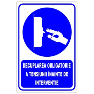Indicator Decuplarea obligatorie a tensiunii inainte de interventie, Sticker autocolant