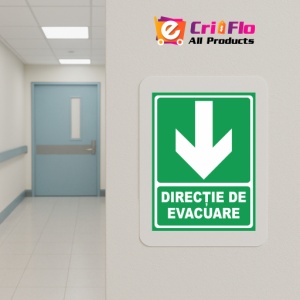 Indicator Directie de evacuare aici, Sticker autocolant - Img 5