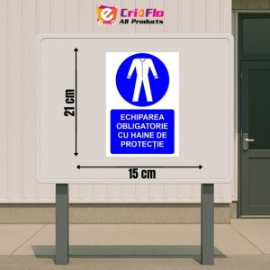 Indicator Echiparea obligatorie cu haine de protectie indicator de obligativitate, Sticker autocolant - Img 2