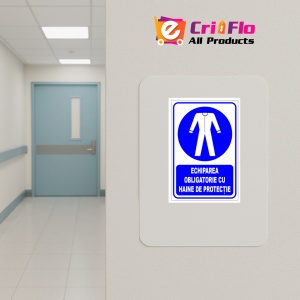 Indicator Echiparea obligatorie cu haine de protectie, Sticker autocolant - Img 4