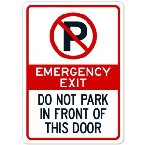 Indicator Emergency exit do not park in front of this door signs, Sticker autocolant