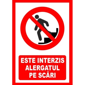 Indicator Este interzis alergatul pe scari, Sticker autocolant
