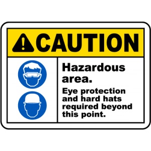 Indicator Eye Protection and Hard Hats Sign, Sticker autocolant