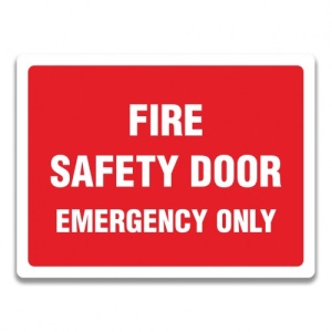 Indicator FIRE SAFETY DOOR EMERGENCY ONLY, Sticker autocolant